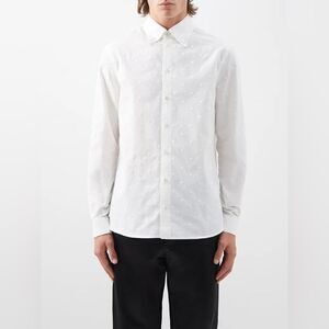 Erdem Stephen Embroidered Dots Long Sleeve Shirt White Medium